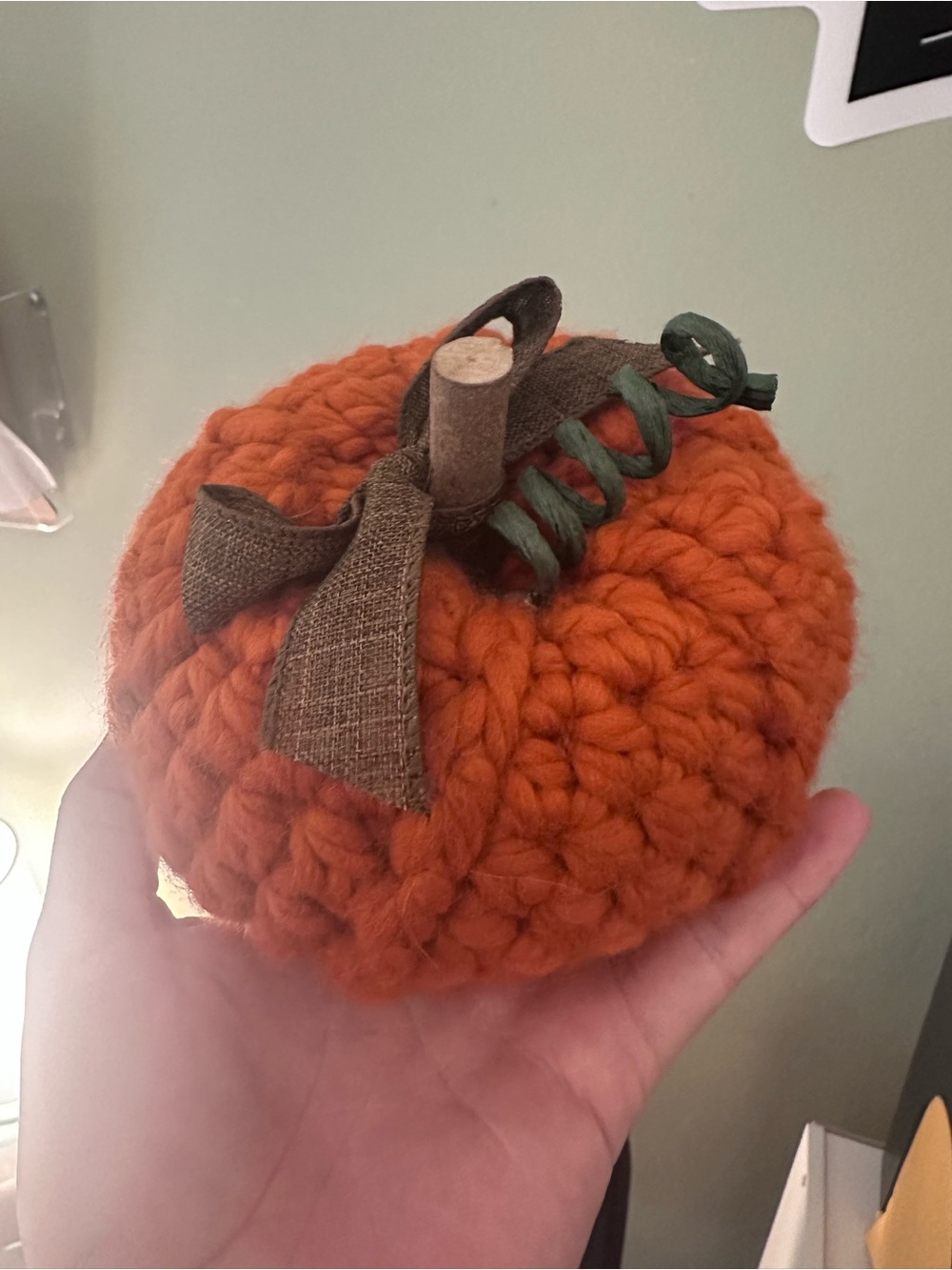 Handcrafted Orange Knit Pumpkin Home Accent